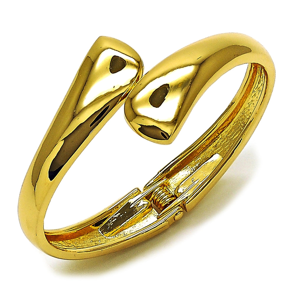 Oro Laminado Individual Bangle, Gold Filled Style Teardrop Design, Polished, Golden Finish