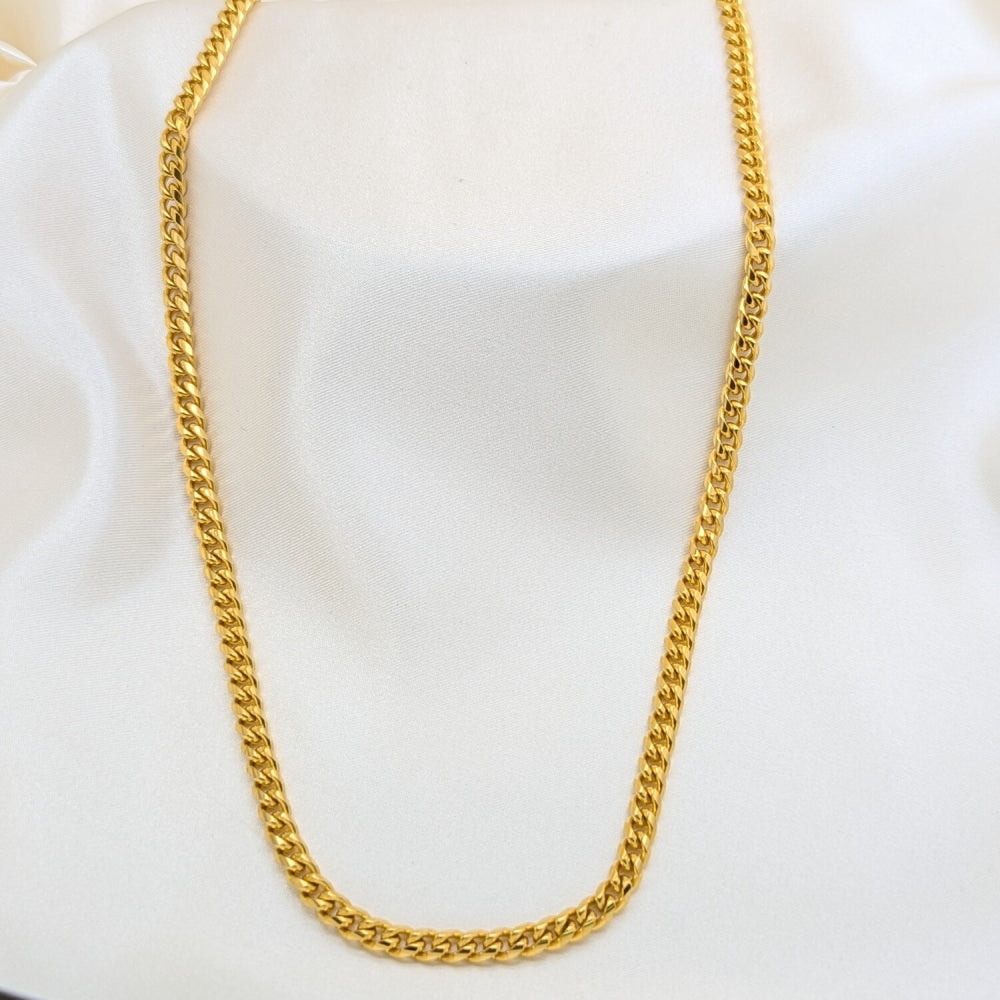 Stainless Steel Necklace and Bracelet, Polished, Golden Finish