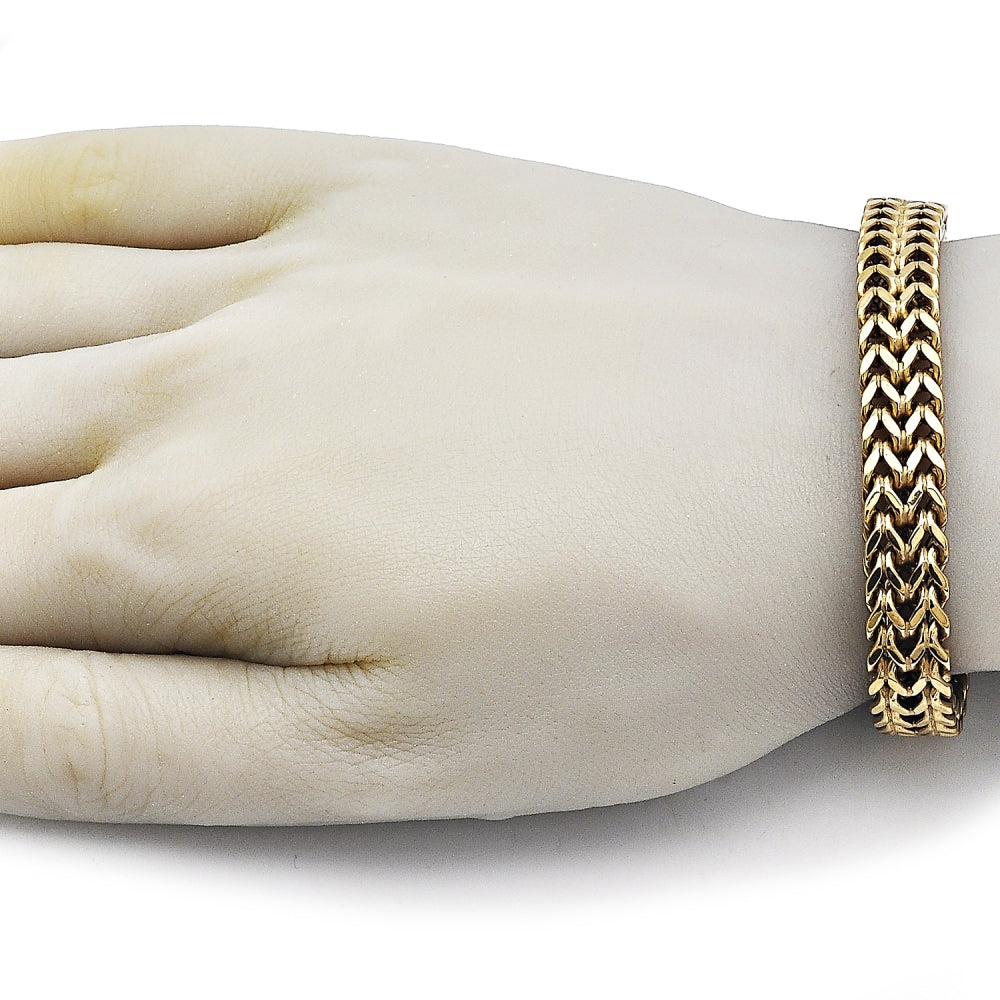 Stainless Steel Basic Bracelet, Bismark Design, Polished, Golden Finish