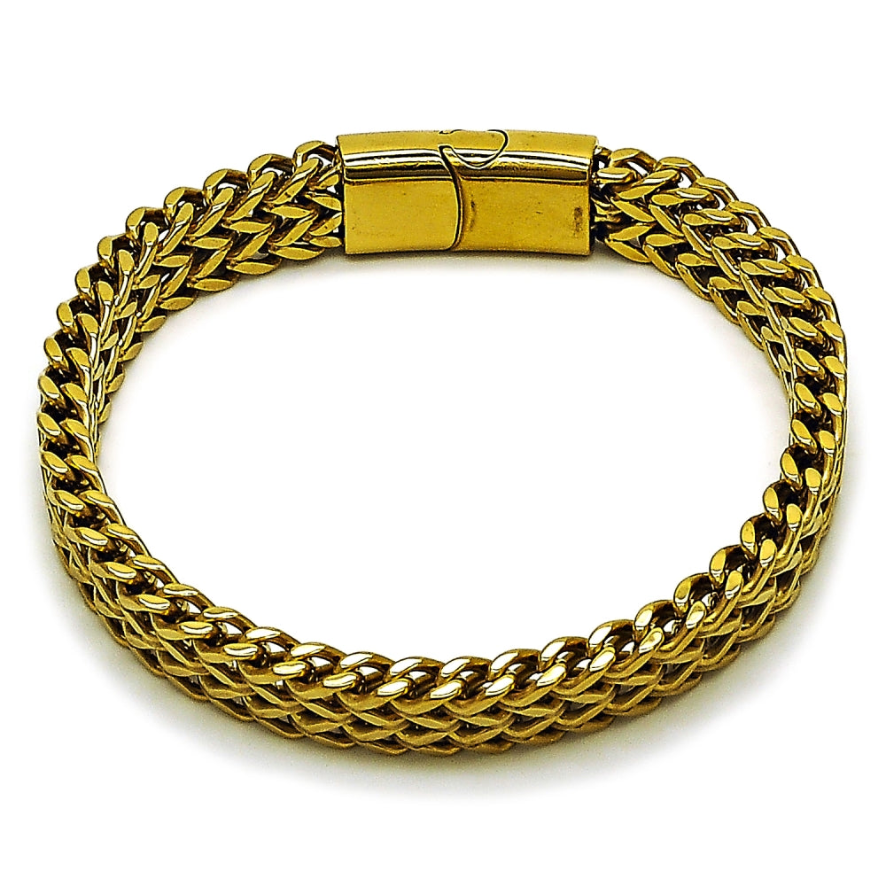 Stainless Steel Basic Bracelet, Bismark Design, Polished, Golden Finish