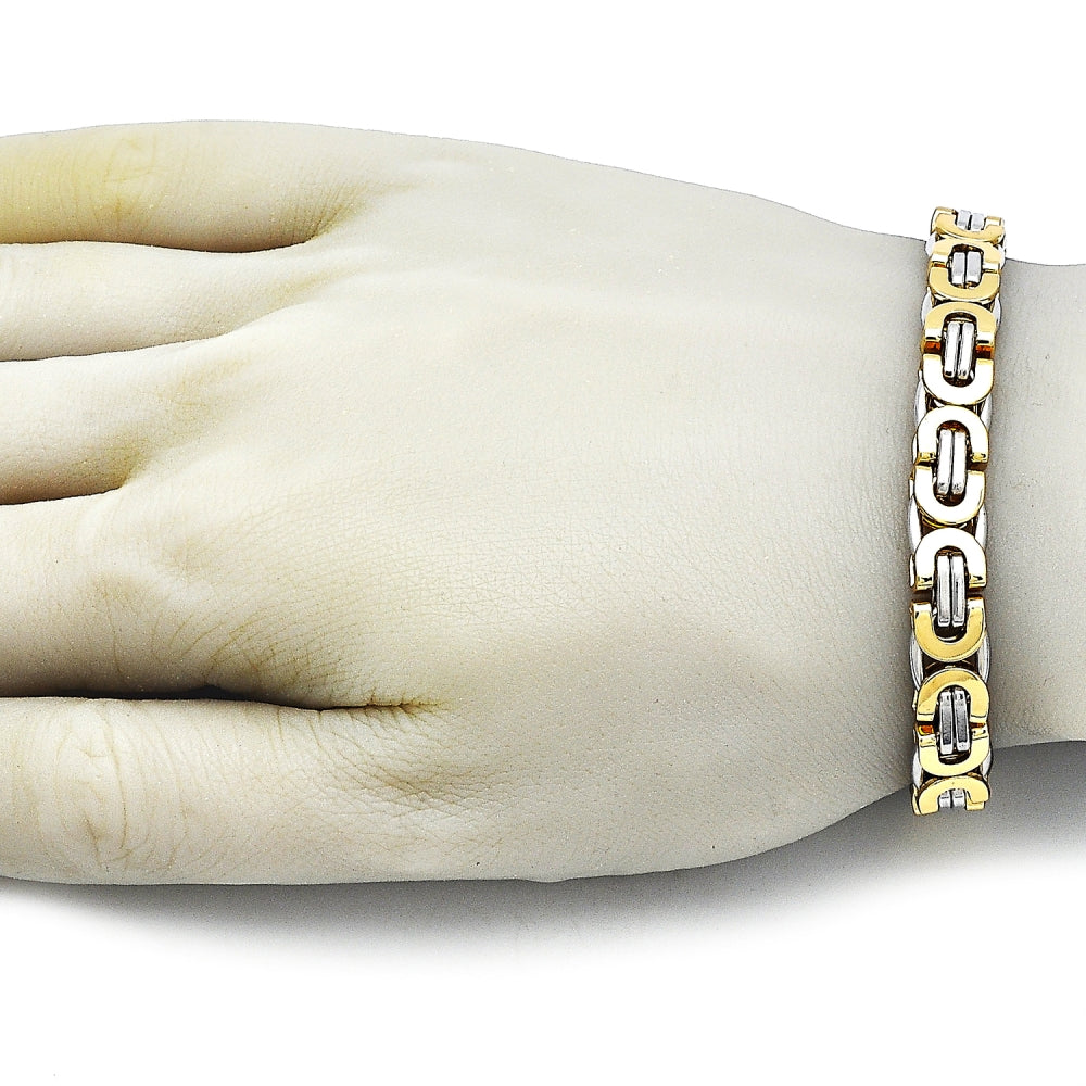 Stainless Steel Fancy Bracelet, Polished, Two Tone