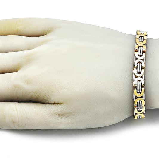 Stainless Steel Fancy Bracelet, Polished, Two Tone