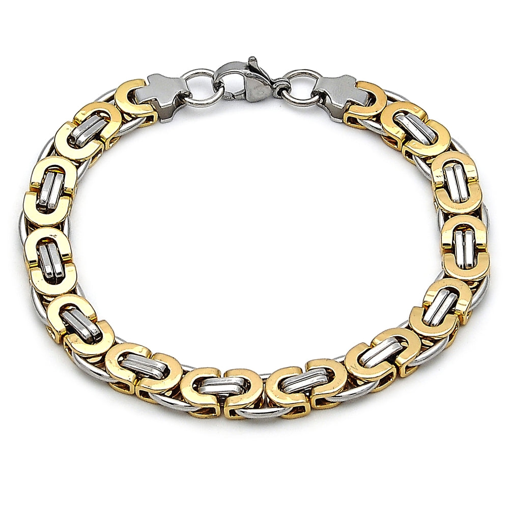 Stainless Steel Fancy Bracelet, Polished, Two Tone