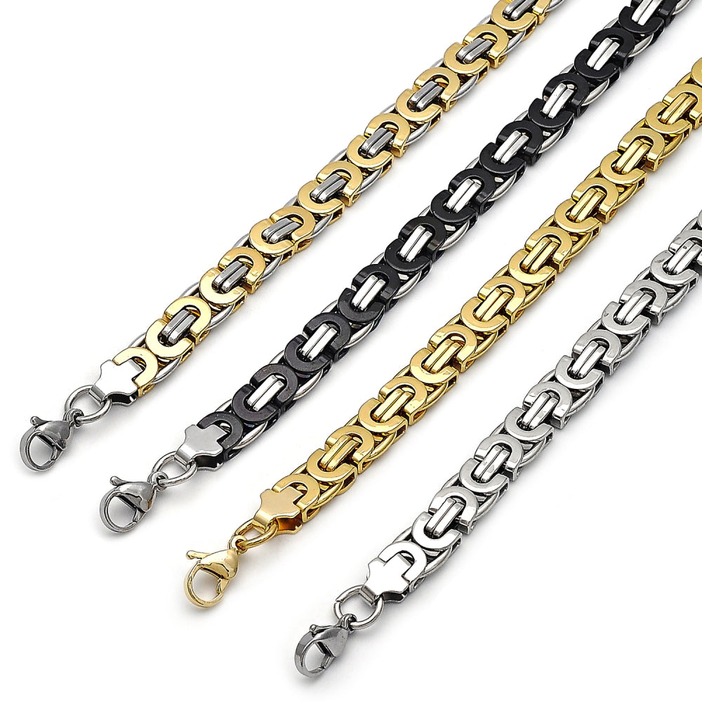 Stainless Steel Fancy Bracelet, Polished, Two Tone