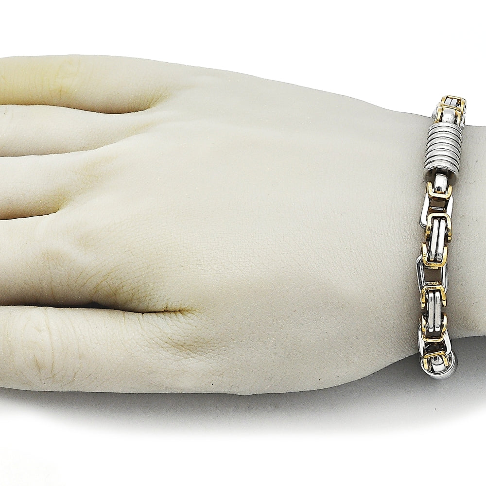 Stainless Steel Fancy Bracelet, Polished, Two Tone