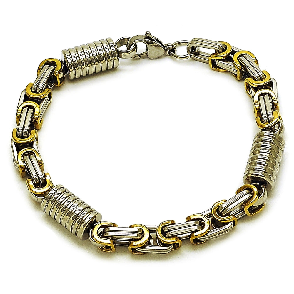 Stainless Steel Fancy Bracelet, Polished, Two Tone
