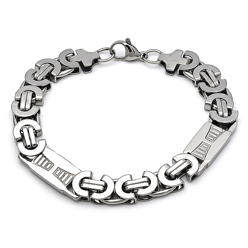Stainless Steel Fancy Bracelet, Polished, Steel Finish