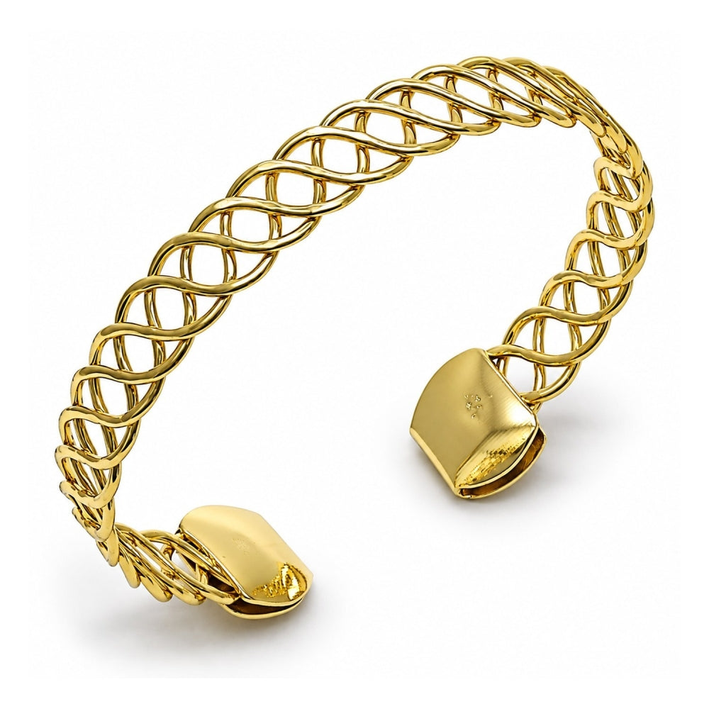 Oro Laminado Individual Bangle, Gold Filled Style Twist Design, Polished, Golden Finish