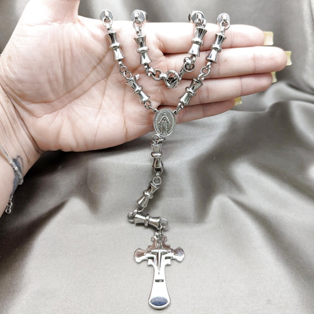 Stainless Steel Basic Necklace, Polished, Rhodium Finish