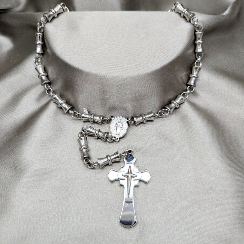 Stainless Steel Basic Necklace, Polished, Rhodium Finish