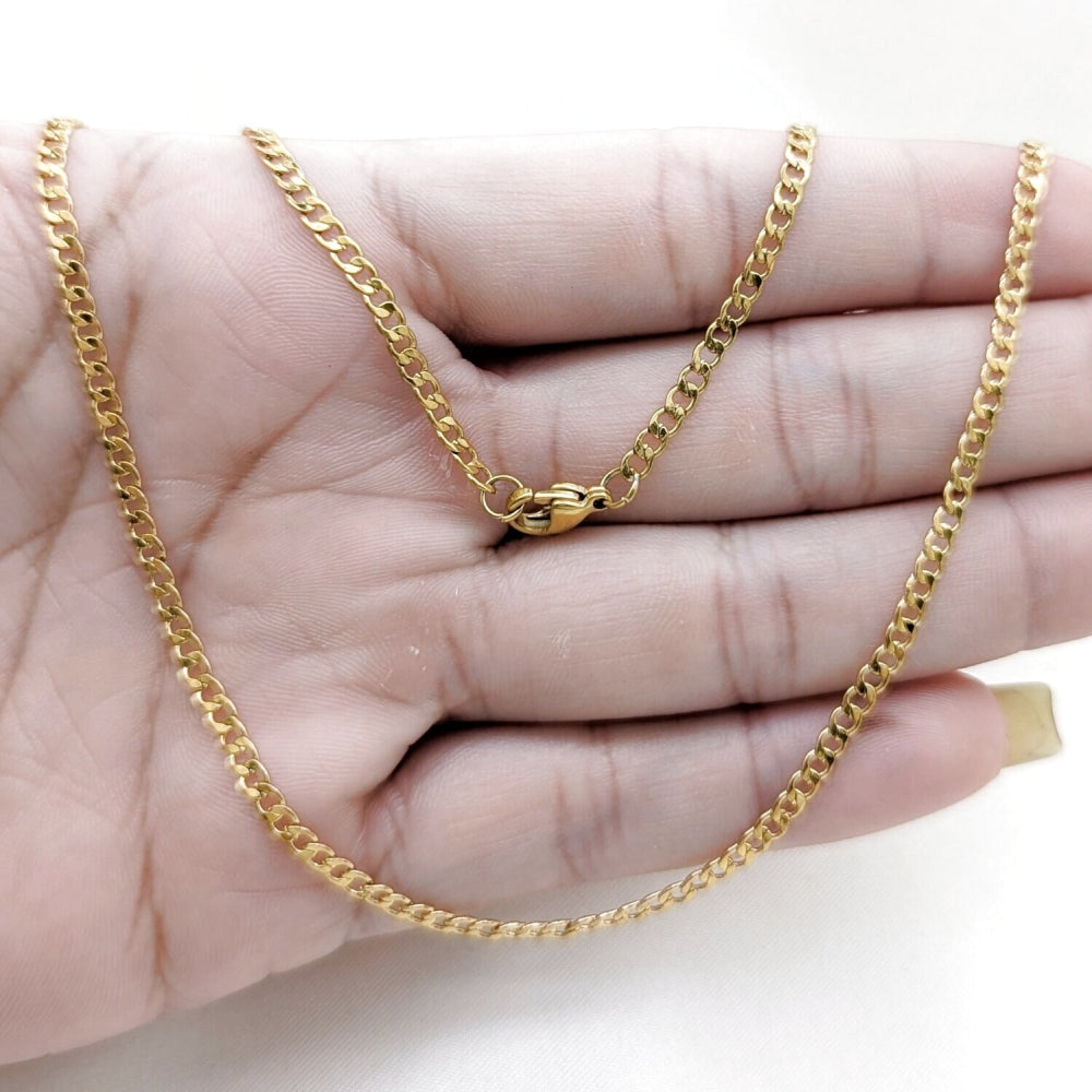 Stainless Steel Basic Necklace, Polished, Golden Finish