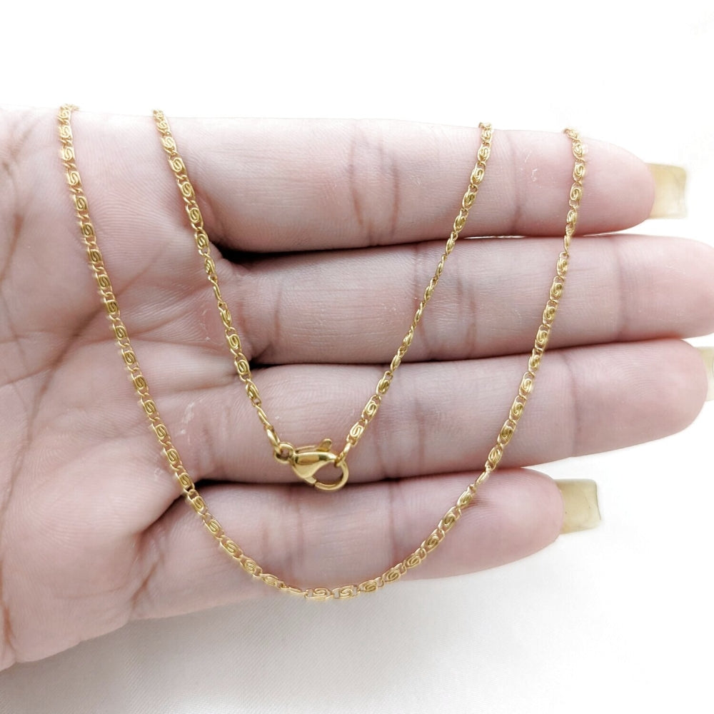 Stainless Steel Basic Necklace, Polished, Golden Finish