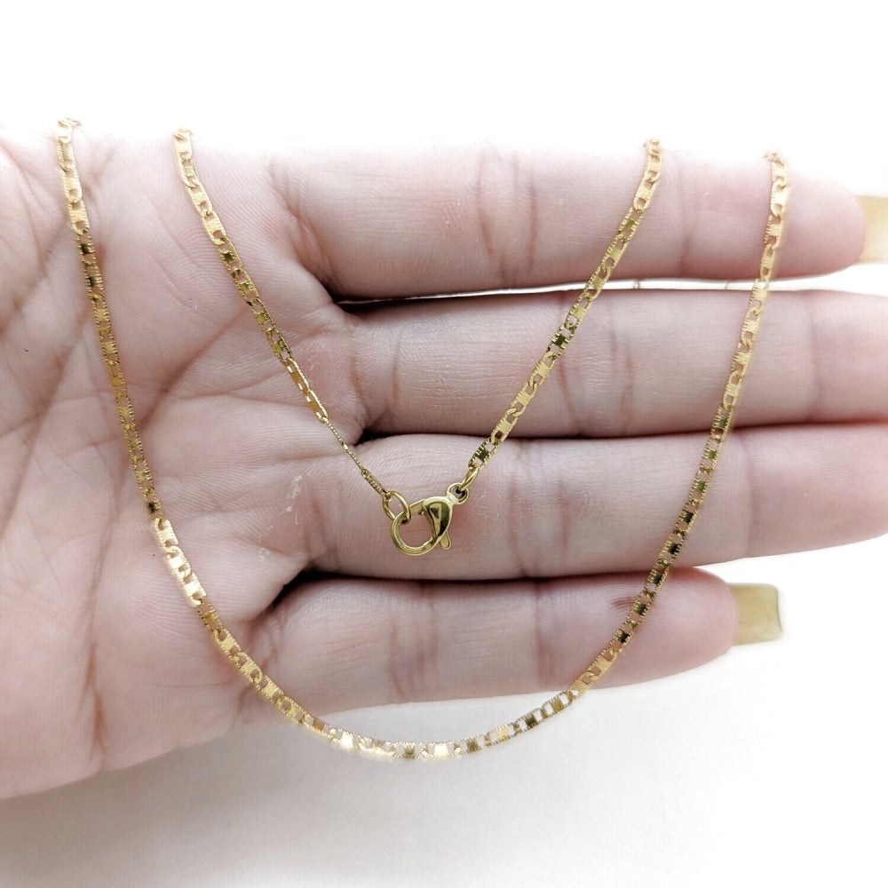 Stainless Steel Basic Necklace, Polished, Golden Finish