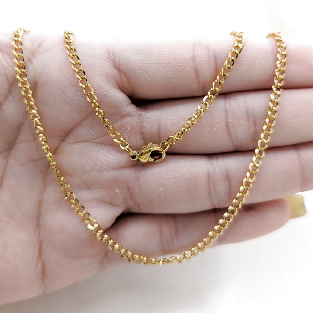 Stainless Steel Basic Necklace, Polished, Golden Finish