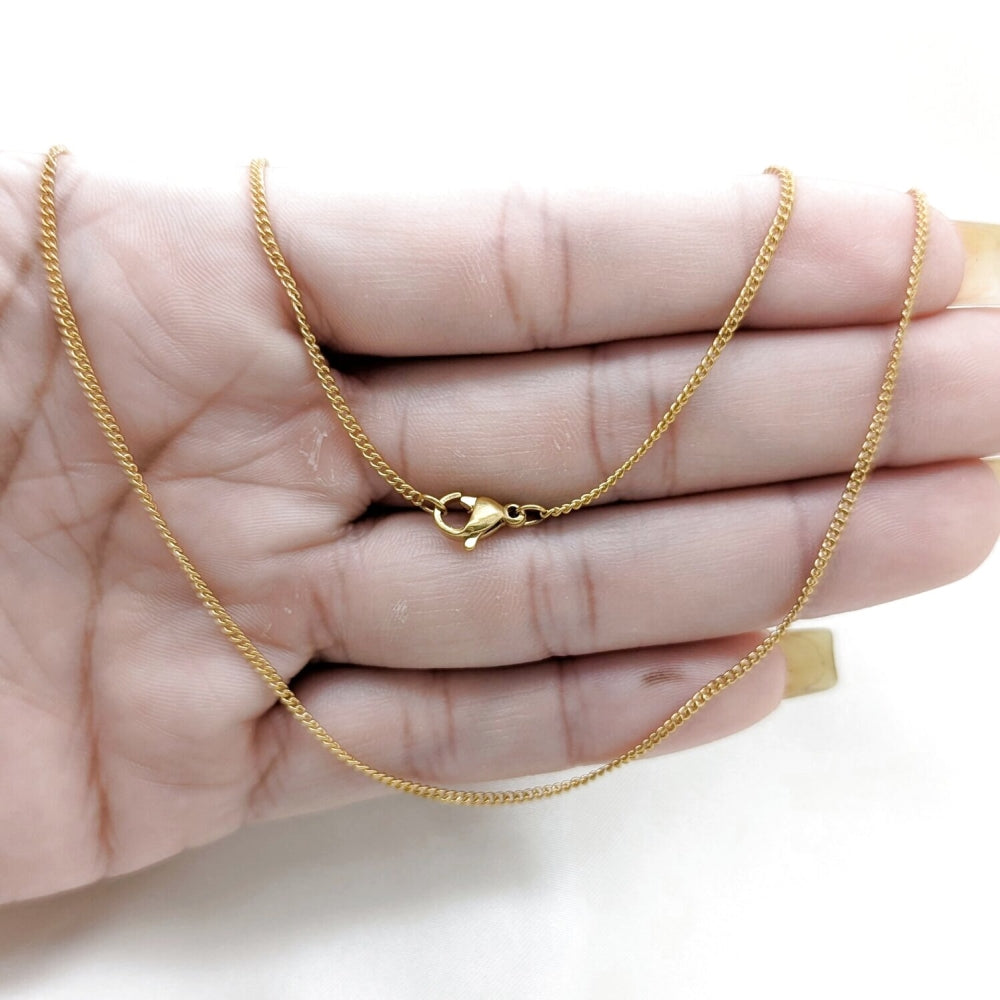 Stainless Steel Basic Necklace, Polished, Golden Finish
