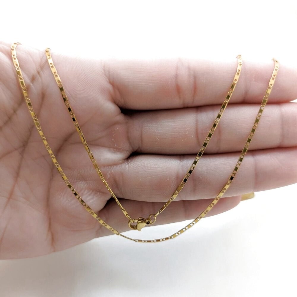 Stainless Steel Basic Necklace, Polished, Golden Finish