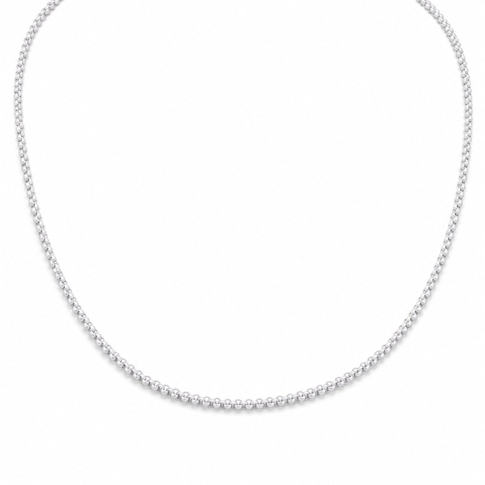 Stainless Steel Basic Necklace, Polished, Rhodium Finish