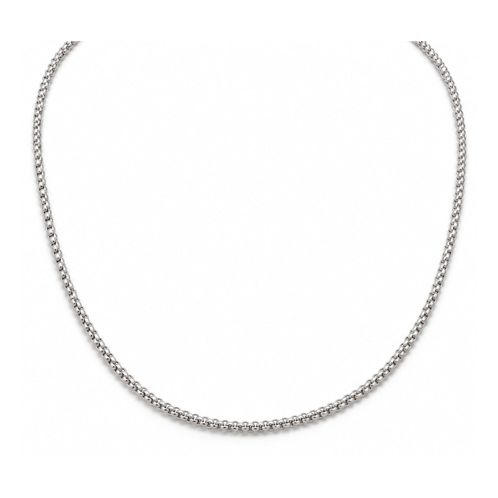 Stainless Steel Basic Necklace, Polished, Rhodium Finish