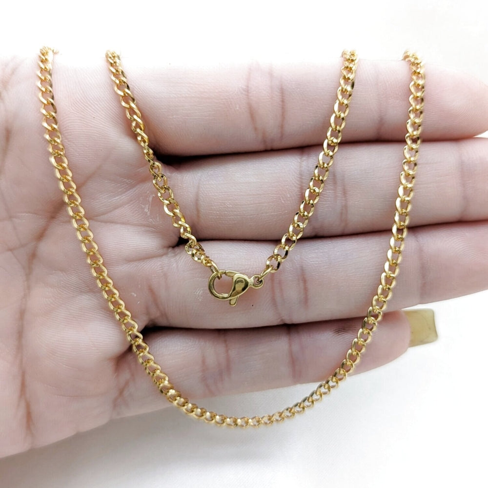Stainless Steel Basic Necklace, Polished, Golden Finish