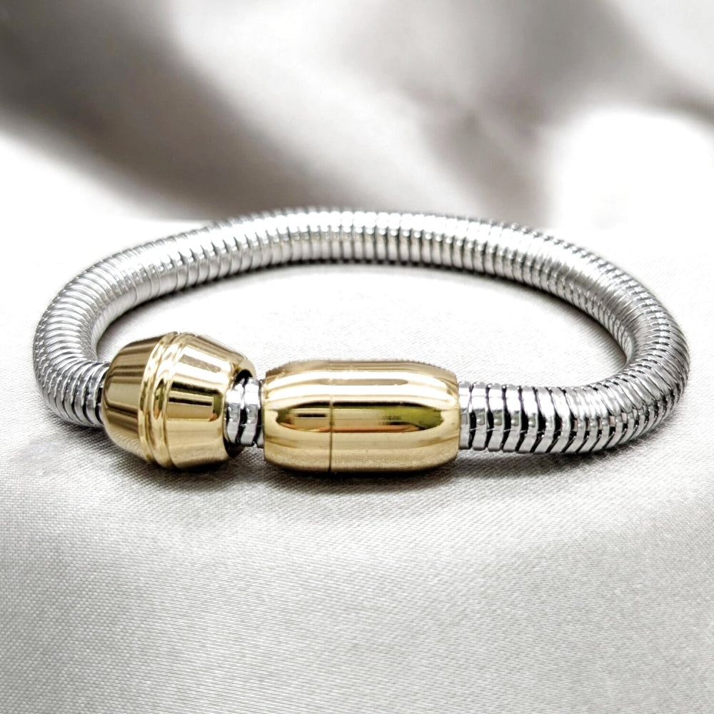 Stainless Steel Fancy Bracelet, Polished, Two Tone