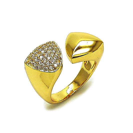 Oro Laminado Multi Stone Ring, Gold Filled Style with White Cubic Zirconia, Polished, Golden Finish