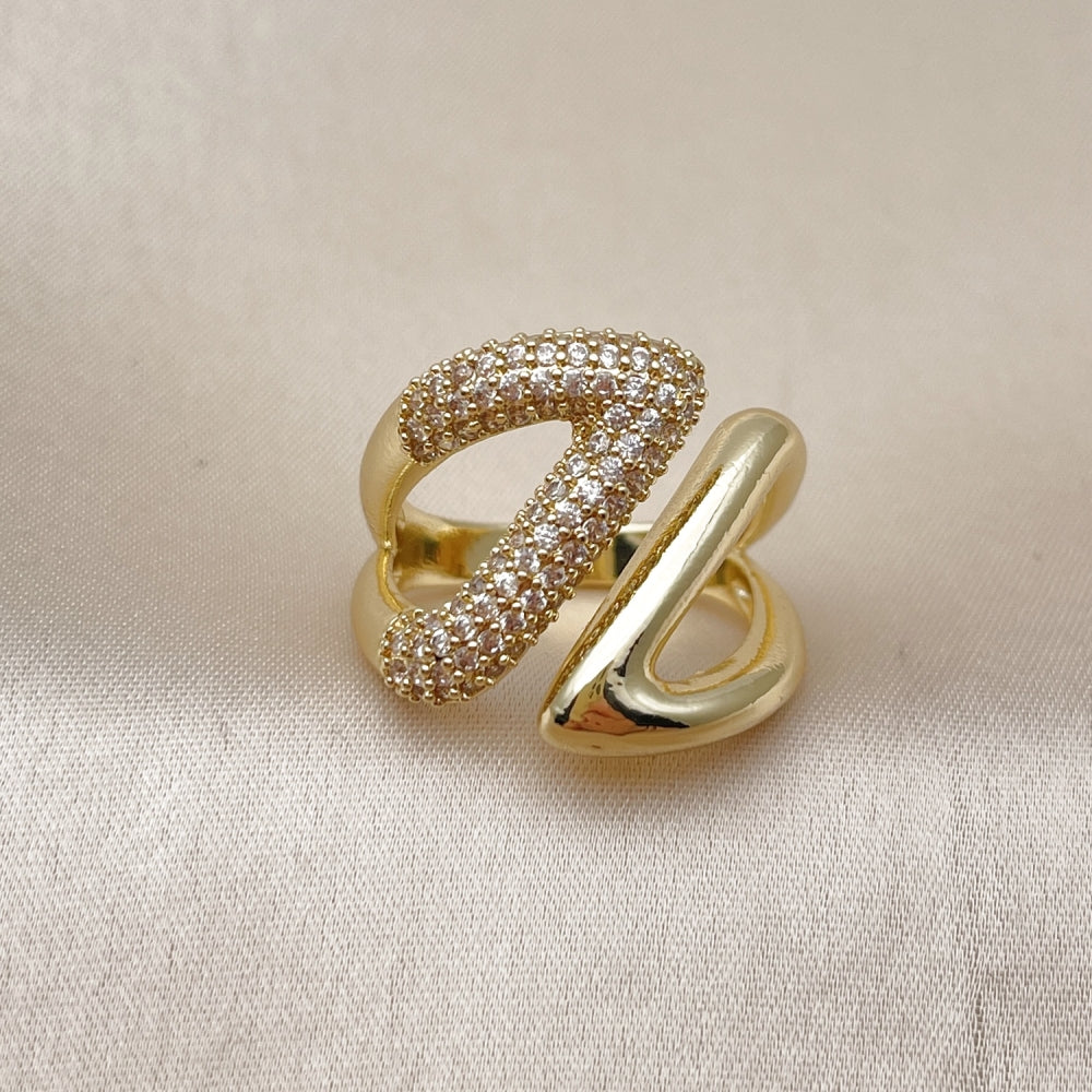 Oro Laminado Multi Stone Ring, Gold Filled Style with White Cubic Zirconia, Polished, Golden Finish
