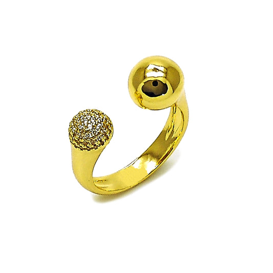 Oro Laminado Multi Stone Ring, Gold Filled Style Ball Design, with White Micro Pave, Polished, Golden Finish
