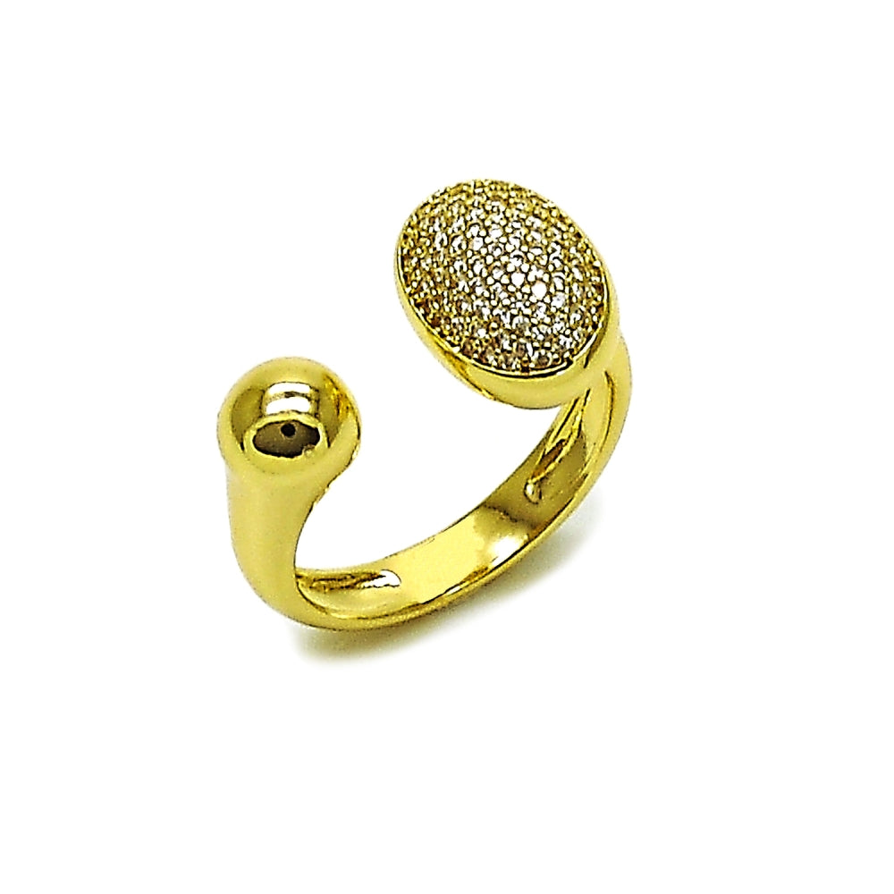 Oro Laminado Multi Stone Ring, Gold Filled Style Ball Design, with White Micro Pave, Polished, Golden Finish