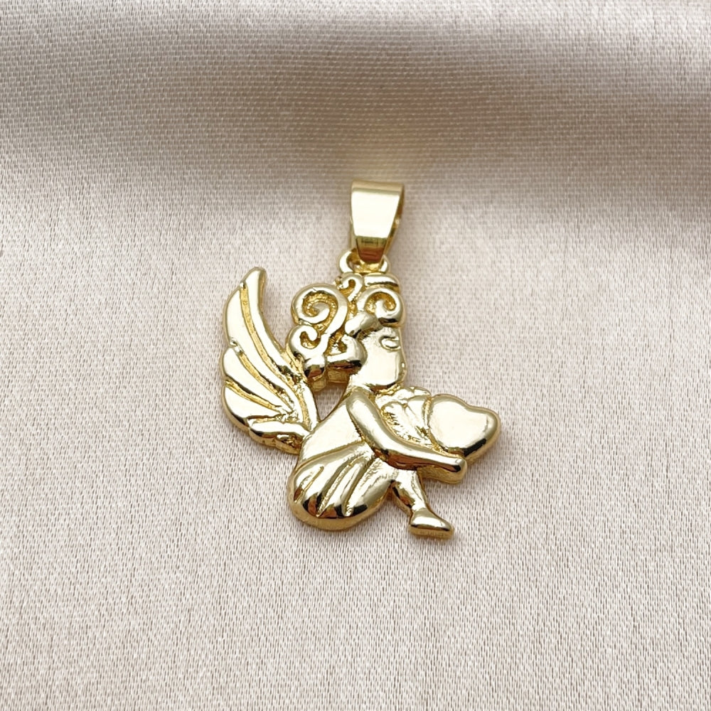 Oro Laminado Religious Pendant, Gold Filled Style Angel Design, Polished, Golden Finish