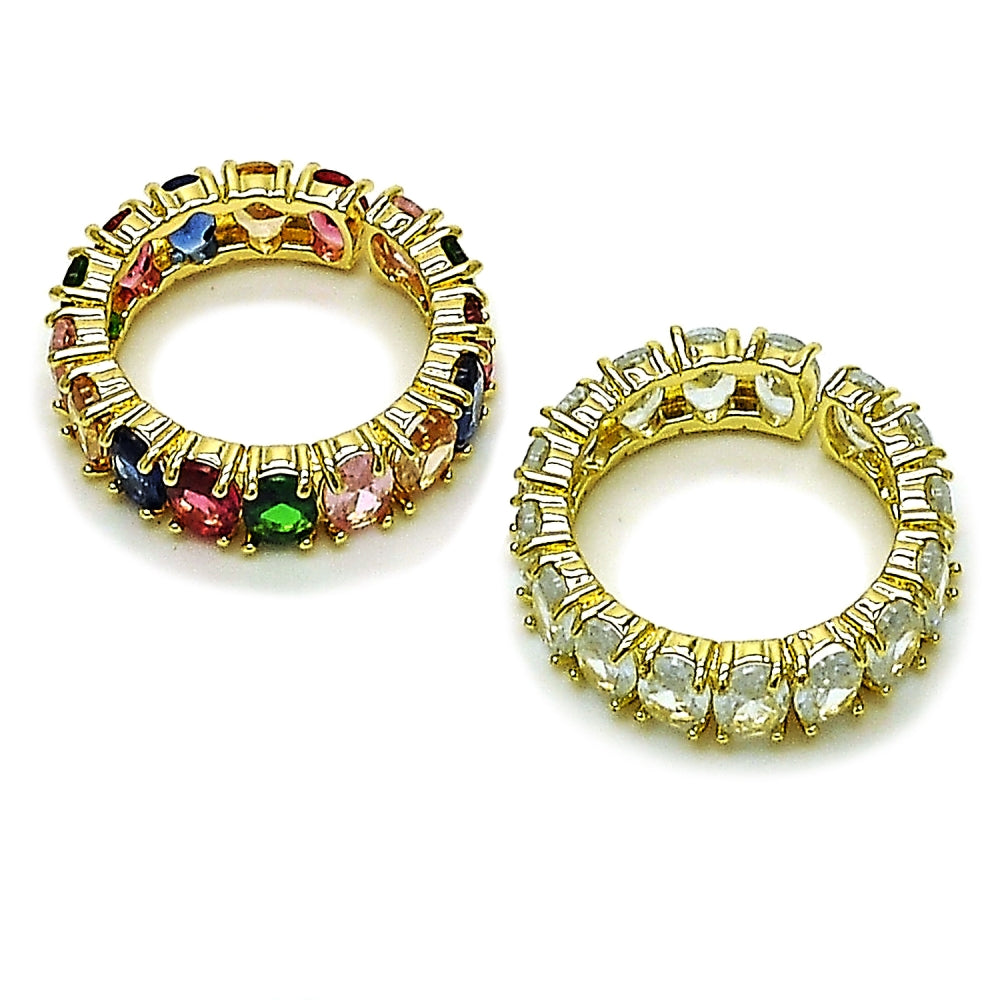 Oro Laminado Multi Stone Ring, Gold Filled Style with Multicolor Cubic Zirconia, Polished, Golden Finish