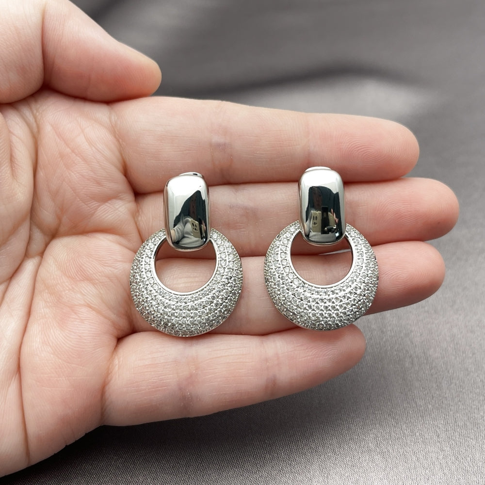 Rhodium Gold Filled Dangle Earring, with White Cubic Zirconia, Polished, Rhodium Finish