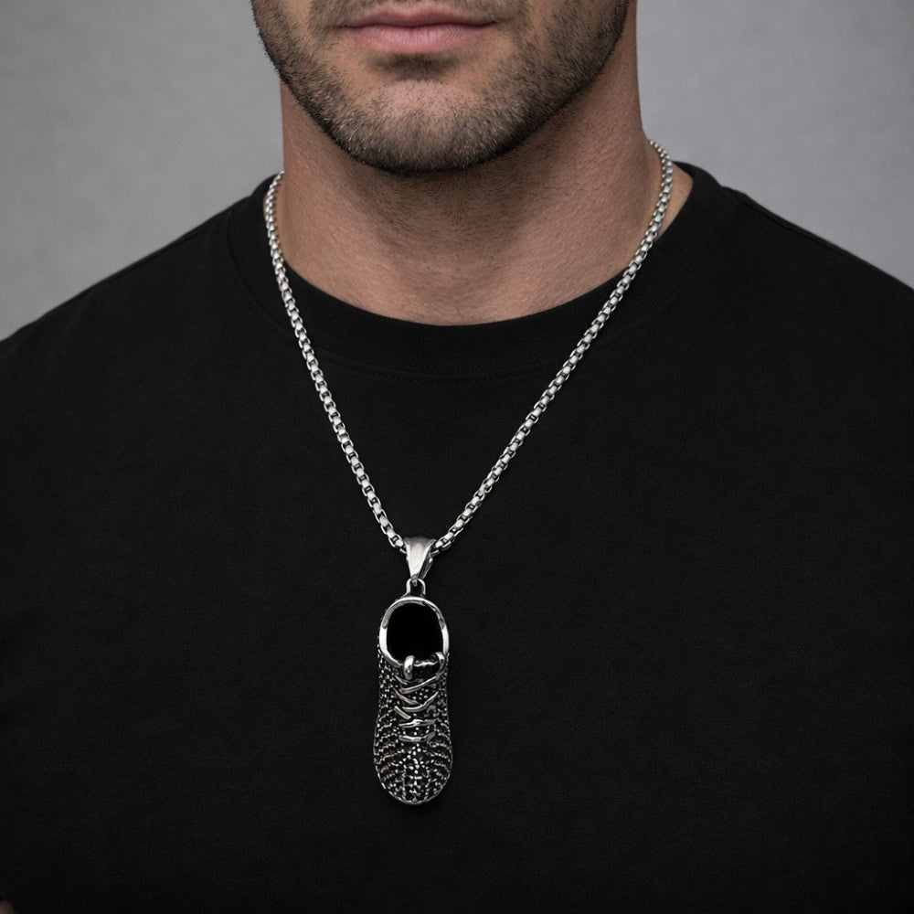 Stainless Steel Pendant Necklace, Shoes Design, Polished, Steel Finish