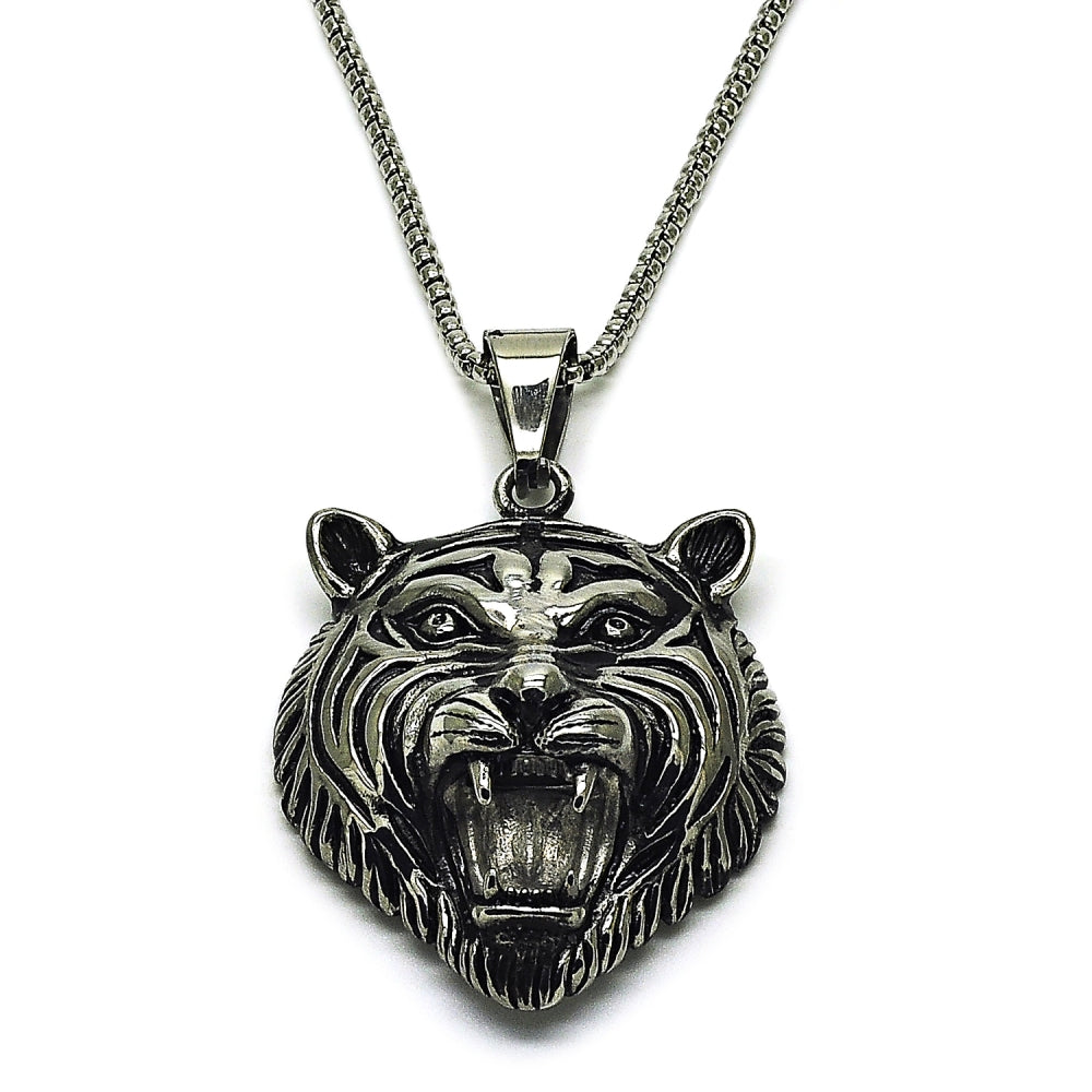 Stainless Steel Pendant Necklace, Polished, Steel Finish