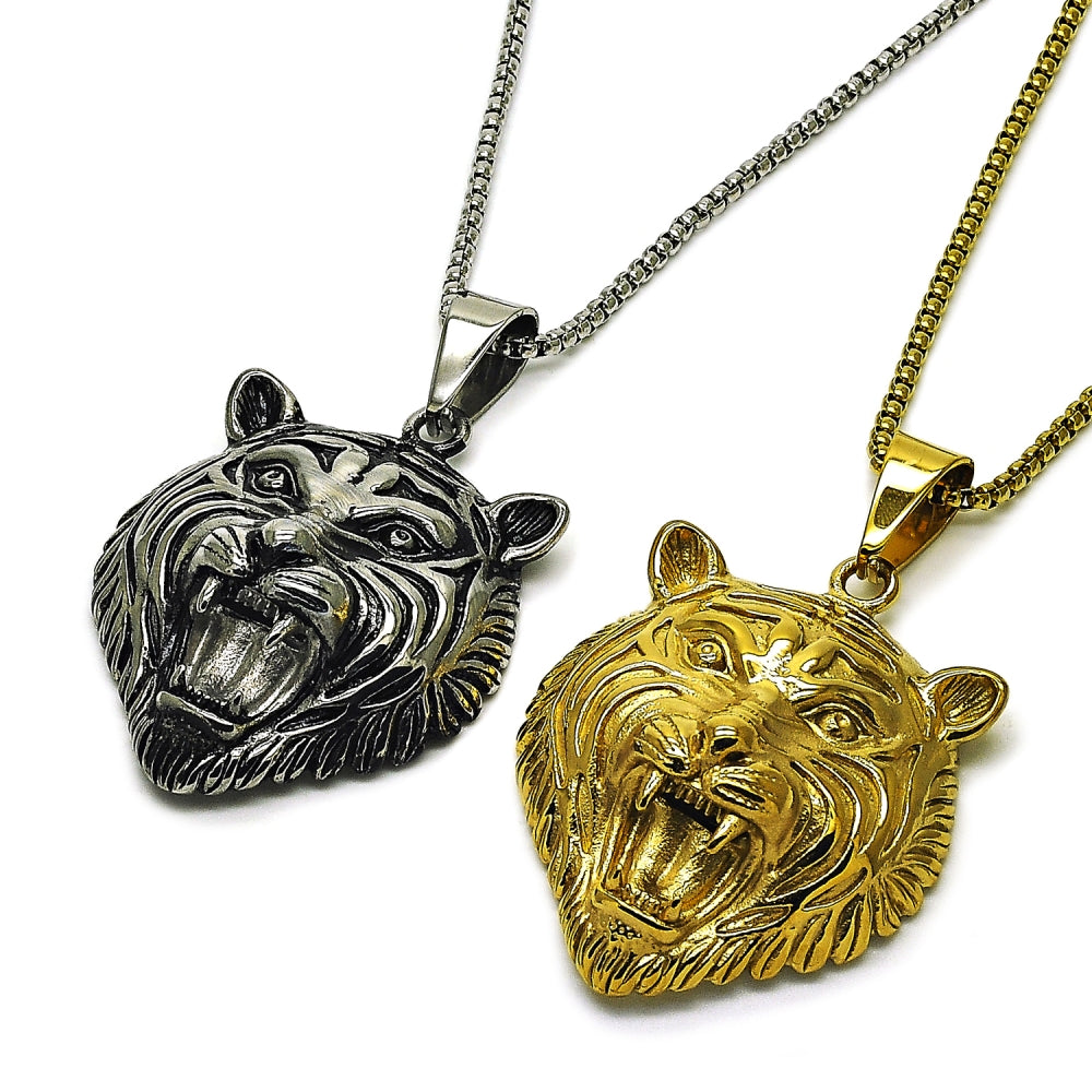 Stainless Steel Pendant Necklace, Polished, Golden Finish