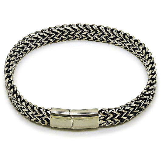 Stainless Steel Fancy Bracelet, Square Franco Design, Polished, Steel Finish