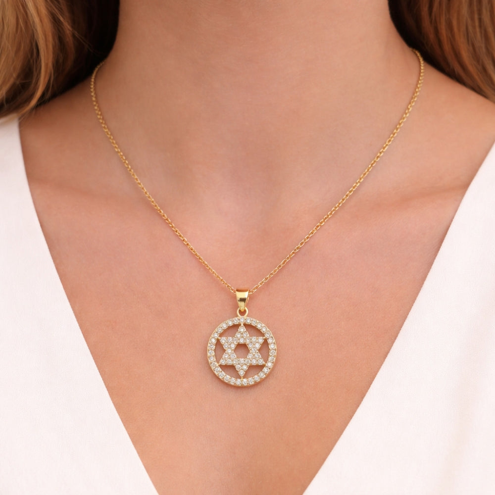 Oro Laminado Religious Pendant, Gold Filled Style Star of David Design, Polished, Golden Finish