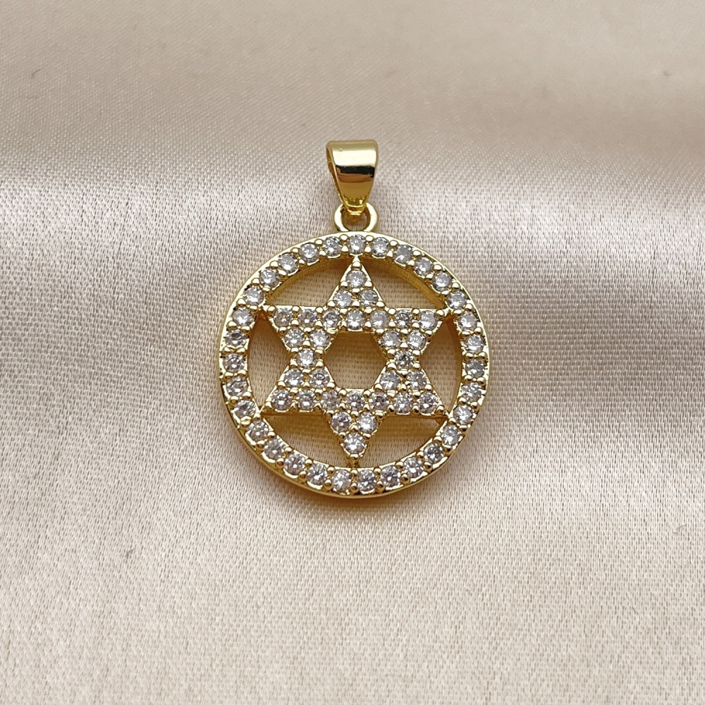 Oro Laminado Religious Pendant, Gold Filled Style Star of David Design, Polished, Golden Finish