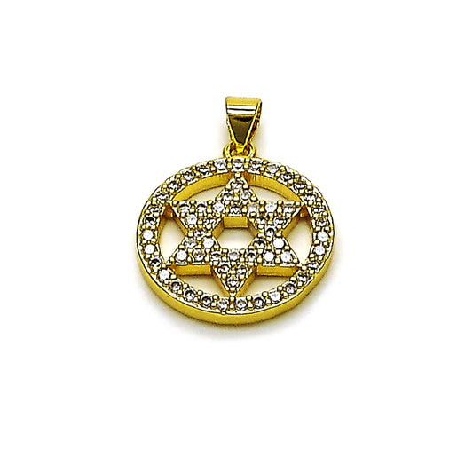 Oro Laminado Religious Pendant, Gold Filled Style Star of David Design, Polished, Golden Finish