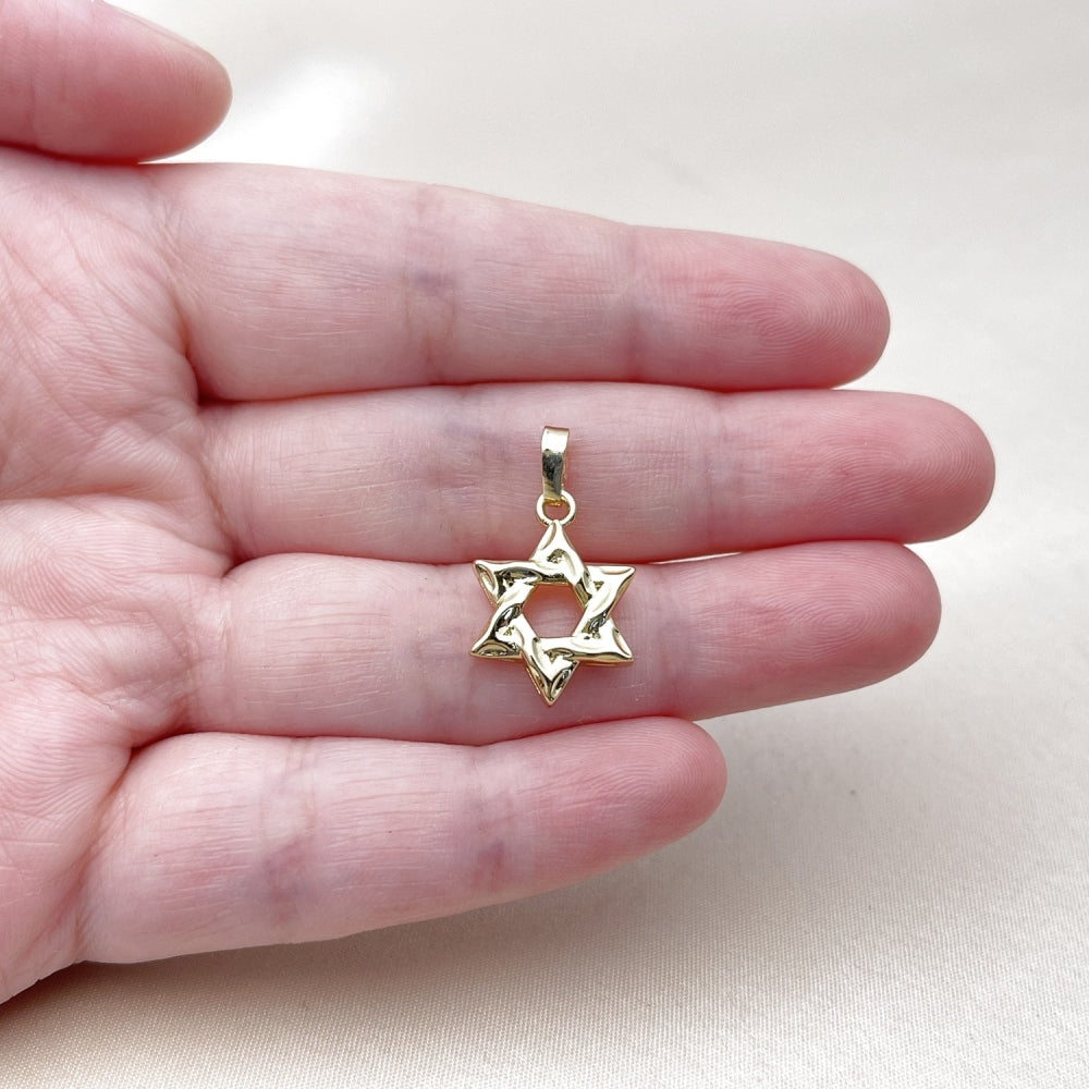 Oro Laminado Religious Pendant, Gold Filled Style Star of David Design, Polished, Golden Finish