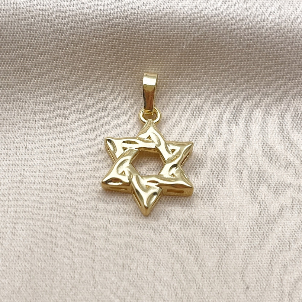 Oro Laminado Religious Pendant, Gold Filled Style Star of David Design, Polished, Golden Finish