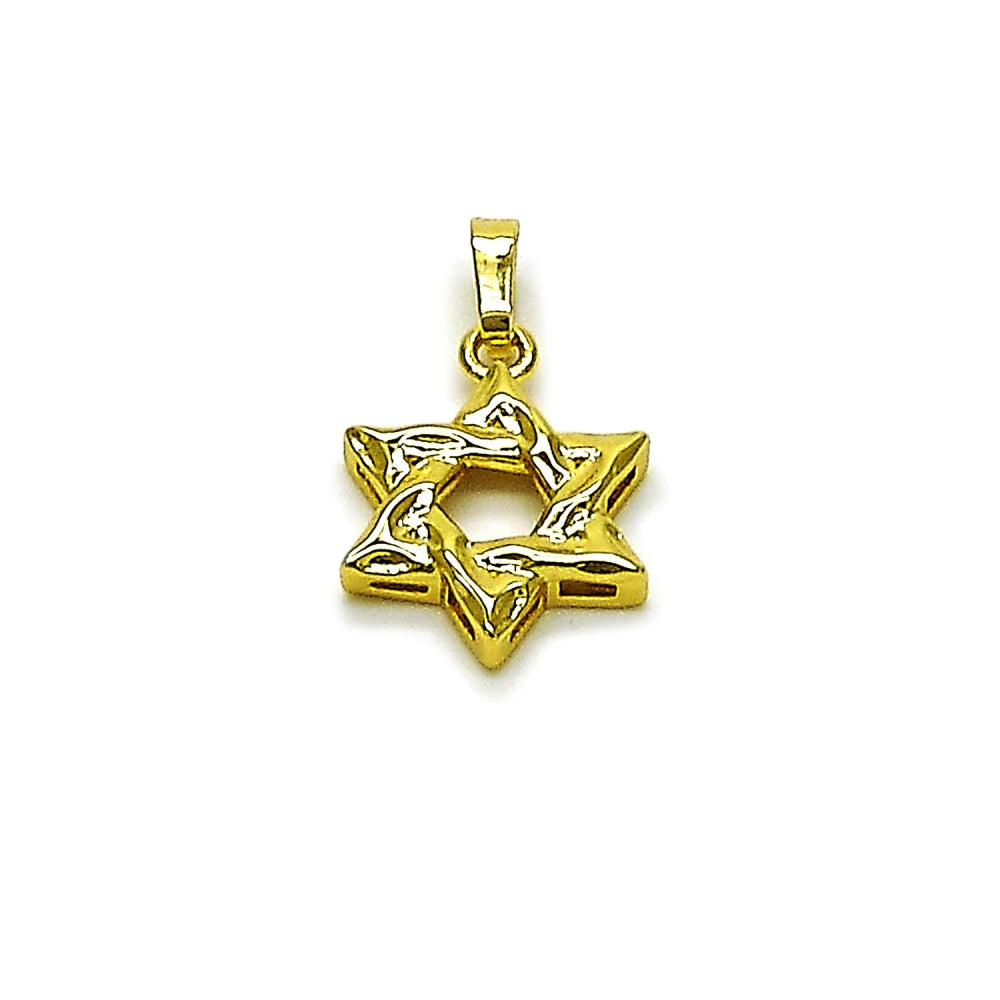Oro Laminado Religious Pendant, Gold Filled Style Star of David Design, Polished, Golden Finish