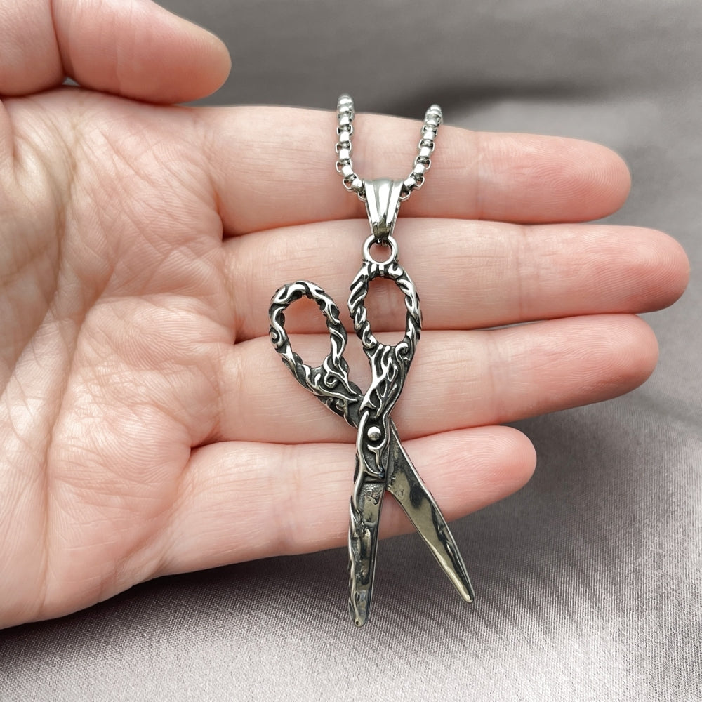 Stainless Steel Pendant Necklace, Box Design, Polished, Steel Finish