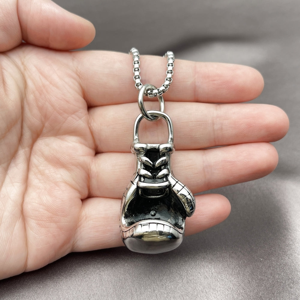 Stainless Steel Pendant Necklace, Box Design, Polished, Steel Finish
