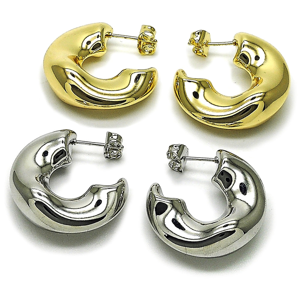 Oro Laminado Medium Hoop, Gold Filled Style Hollow Design, Polished, Golden Finish