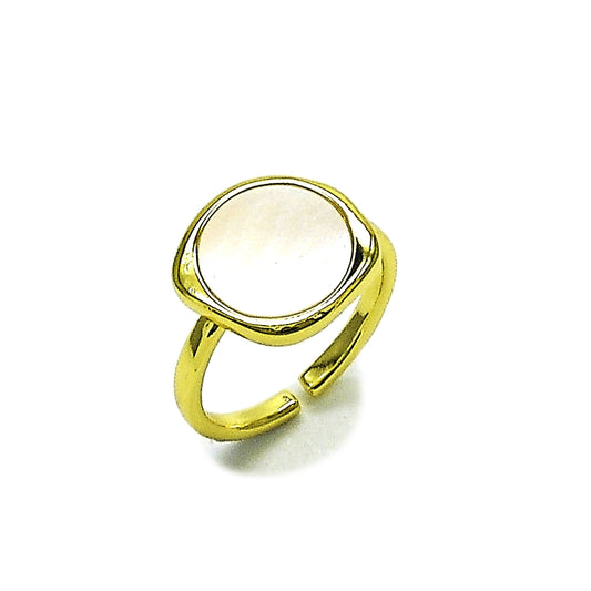 Oro Laminado Multi Stone Ring, Gold Filled Style with Ivory Mother of Pearl, Polished, Golden Finish