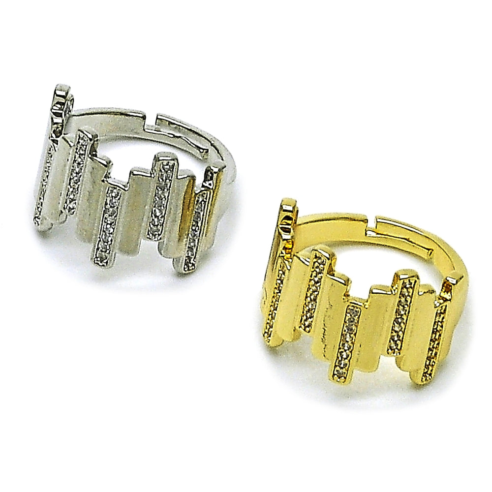 Rhodium Gold Filled Multi Stone Ring, with White Micro Pave, Polished, Rhodium Finish