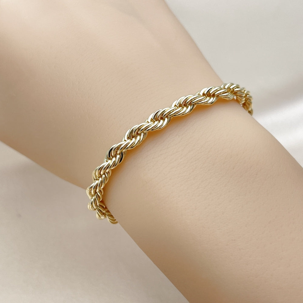 Oro Laminado Basic Bracelet, Gold Filled Style Rope Design, Polished, Golden Finish