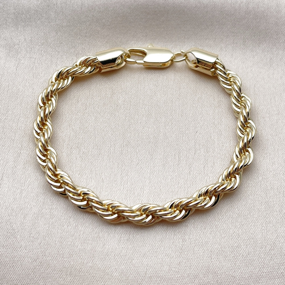 Oro Laminado Basic Bracelet, Gold Filled Style Rope Design, Polished, Golden Finish