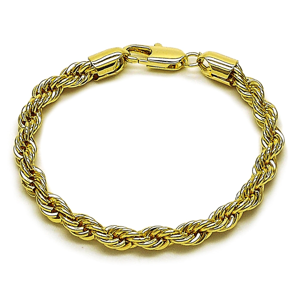 Oro Laminado Basic Bracelet, Gold Filled Style Rope Design, Polished, Golden Finish