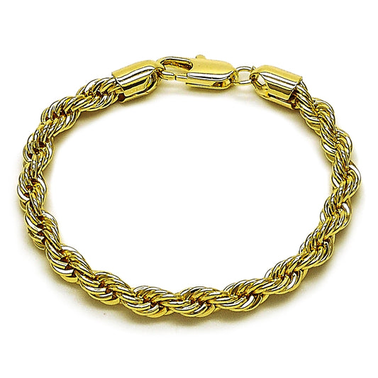 Oro Laminado Basic Bracelet, Gold Filled Style Rope Design, Polished, Golden Finish